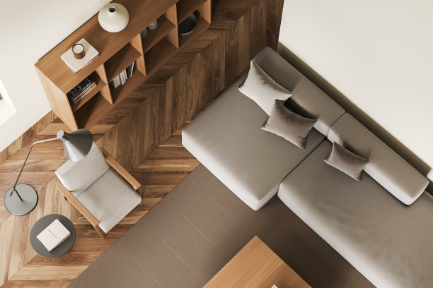 明亮的客厅内景，有扶手椅，沙发图片下载