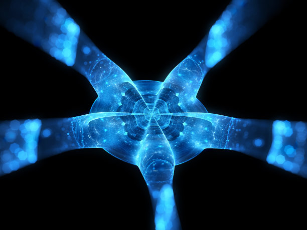 蓝色发光的未来主义微观中心图片下载