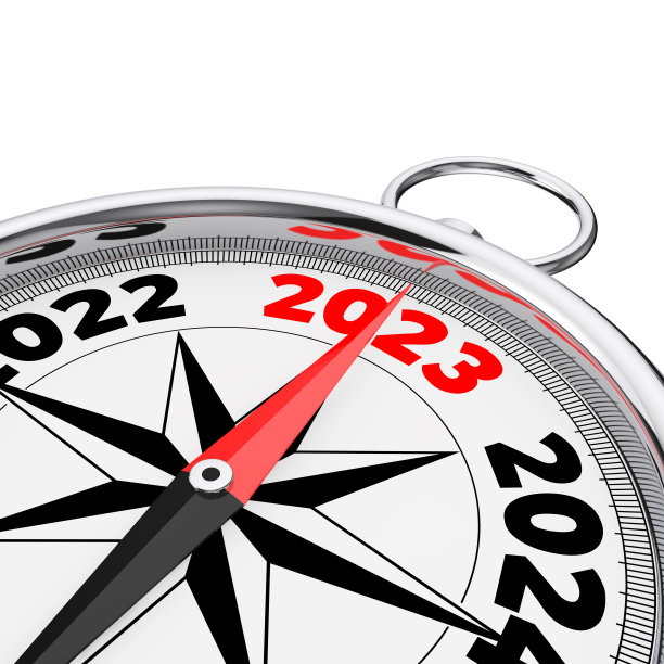 新2023年方向概念罗盘特写。3d渲染图片下载