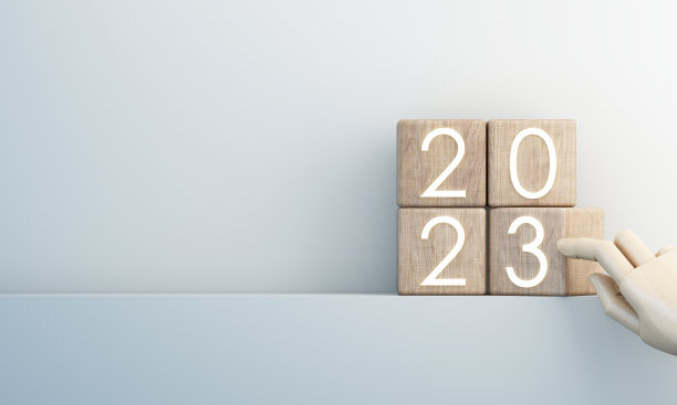 倒计时开始新的2023年与愿景和展望规划实现的目标。未来经营和管理的理念。在白色背景卡通插图。三维渲染图片下载