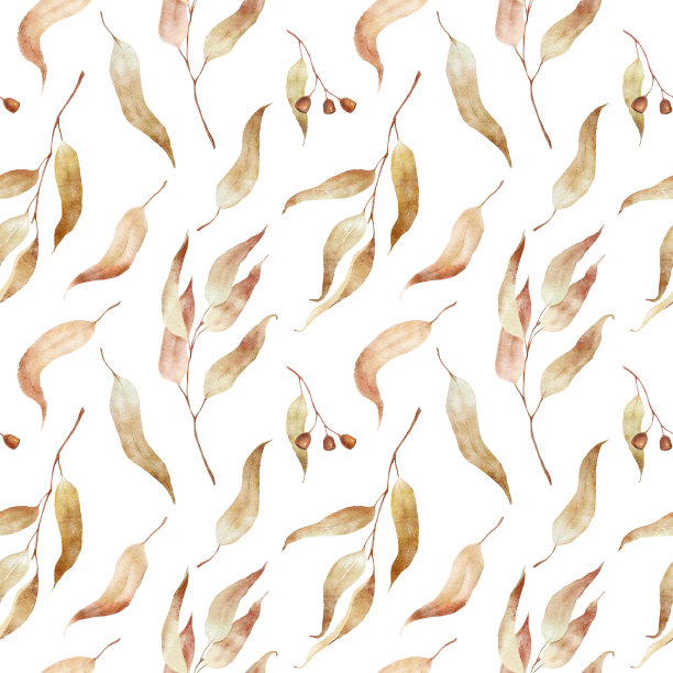 棕色叶子无缝隙花纹图片下载