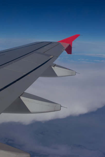 飞行中的飞机机翼图片下载