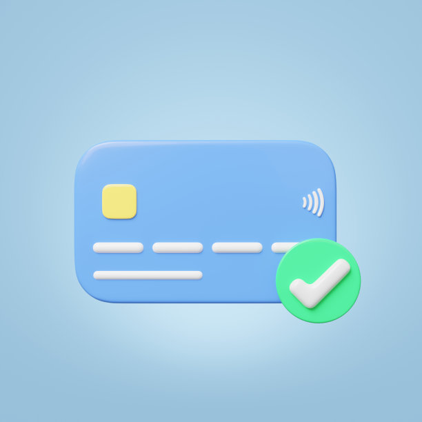 3d图标信用卡模型浮动支付批准隔离在蓝色背景。移动银行。在线支付服务。数字营销。银行接受支票信用卡。卡通渲染最小。图片下载