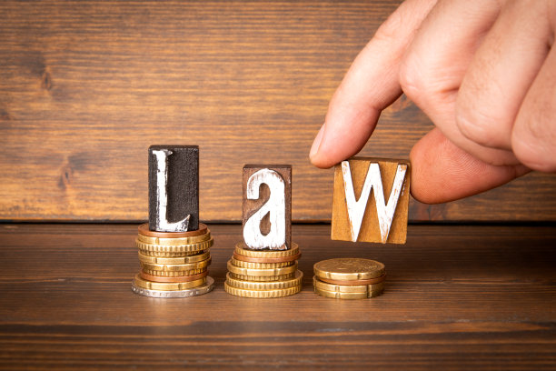 法律。成本与和平解决的概念。木头字母、字母和钱图片下载