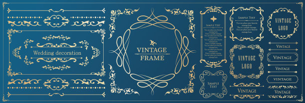 圣诞主题框架设计套装。华丽优雅的设计材料图片下载