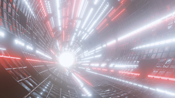 有条纹的金属隧道。图片下载