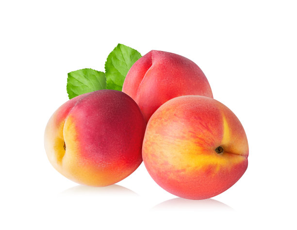 白色背景上孤立的桃果。图片下载