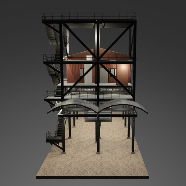 工业建筑三维插画图片下载