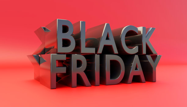 黑色星期五3D字在暗红色图片下载