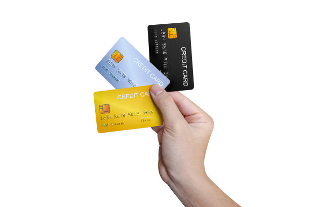 手显示信用卡隔离在白色背景。图片下载