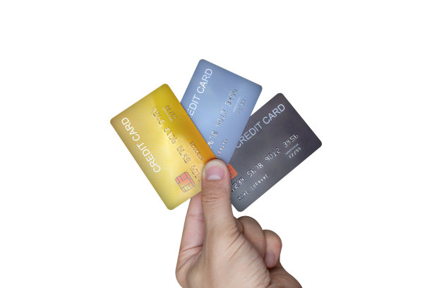 手显示信用卡隔离在白色背景。图片下载