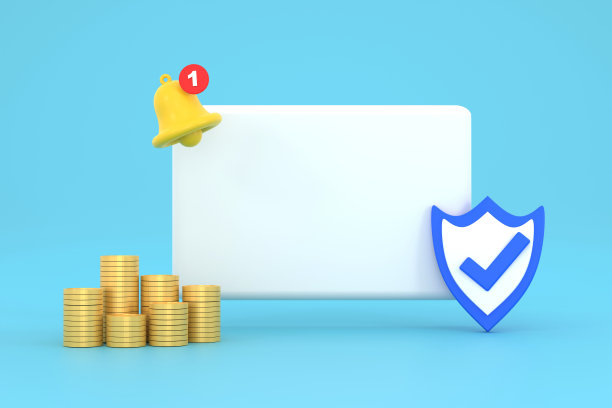 空提醒弹出，通知铃图标与盾，复选标记和硬币。图片下载