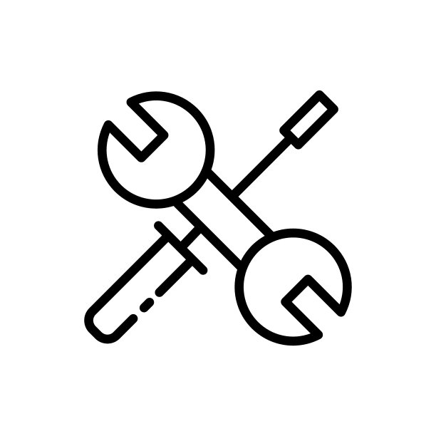 扳手和螺丝刀线路图标。工具，修补，修理，修理，建造，建造，建造者，技术，工人，服务，工程师。建筑的概念。白色背景上的矢量黑线图标图片下载