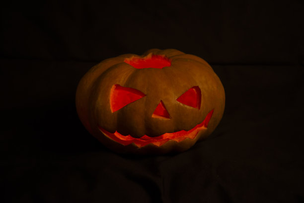 黑色背景的万圣节南瓜图片下载