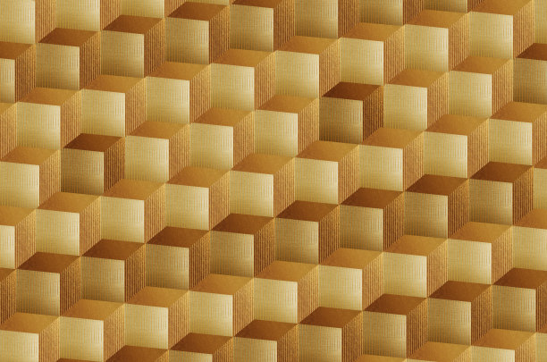 3d渲染墙纸金色立方体图案背景。现代墙体帆布装饰图片下载