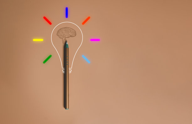 创意思维理念来自笔、脑、灯泡发光，标志创新、解决方案、教育理念与复制空间。图片下载