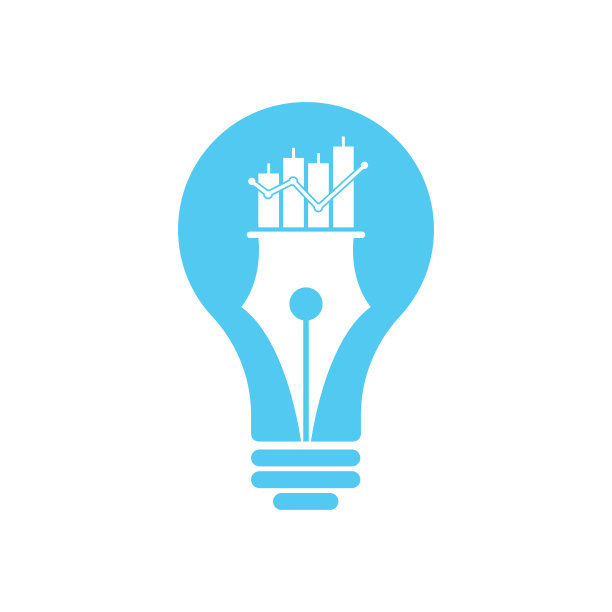 笔财经灯泡形状概念logo设计图标矢量。图片下载