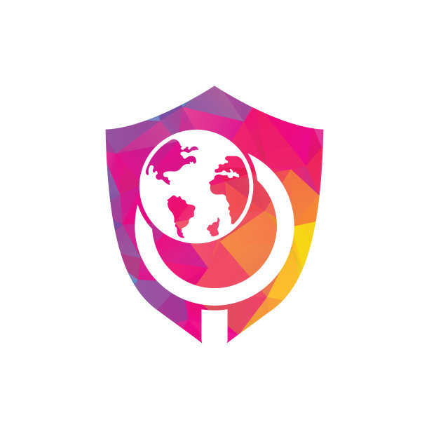 全球搜索标志矢量图标。世界和放大镜的标志组合。图片下载