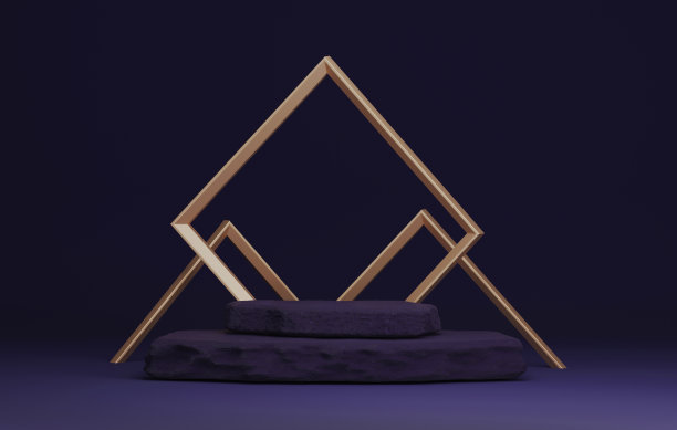 深紫色的碎石基地与大金色框架上深紫色的背景为舞台。图片下载