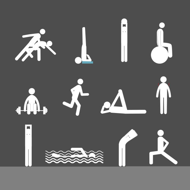 积极的生活方式棍人设定在灰色背景图片下载