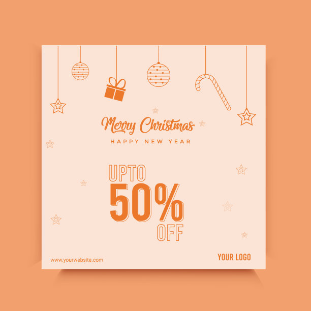 圣诞快乐促销优惠横幅。社交媒体发布圣诞促销信息。圣诞节旗帜设计。图片下载