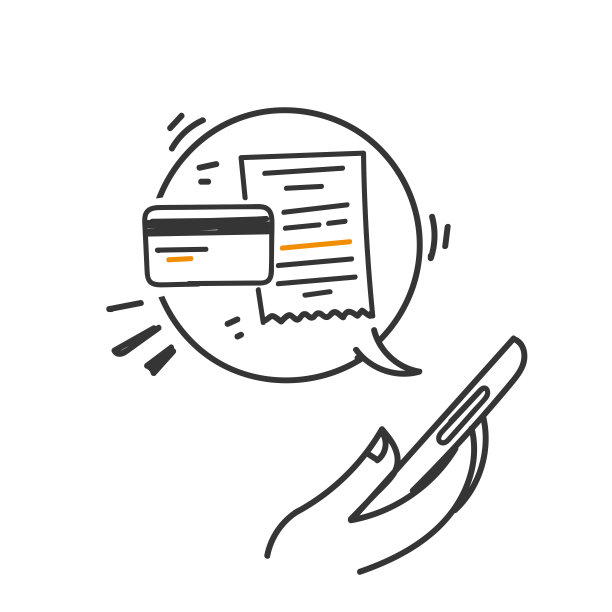 手绘涂鸦手机银行与收据插图矢量图片下载