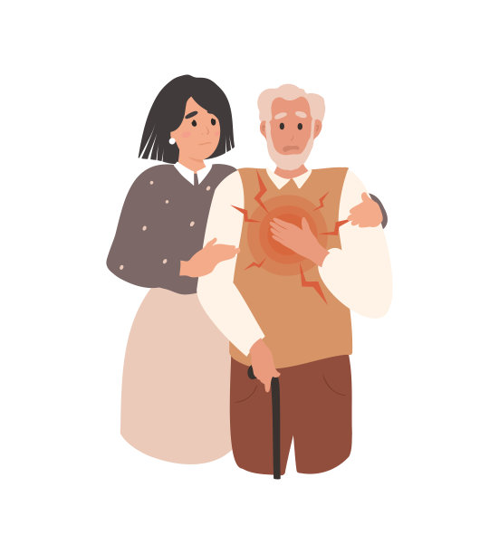 平老人，老人有剧烈的胸痛，心脏病发作。图片下载