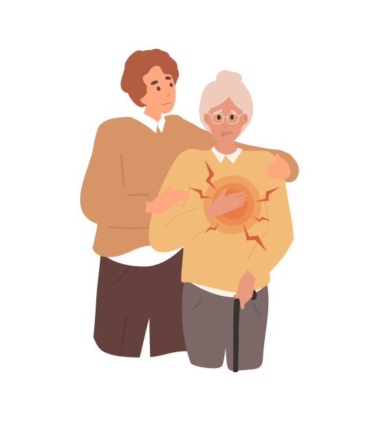 扁老人，老太太胸部剧痛，心脏病发作。图片下载