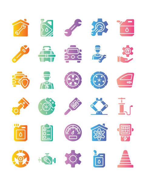 汽车服务图标设置30隔离在白色背景图片下载