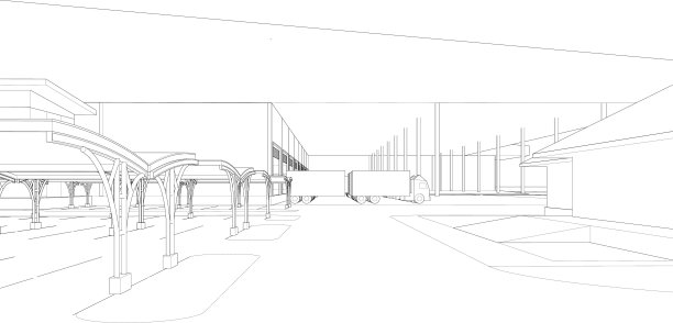 工业建筑三维插画图片下载