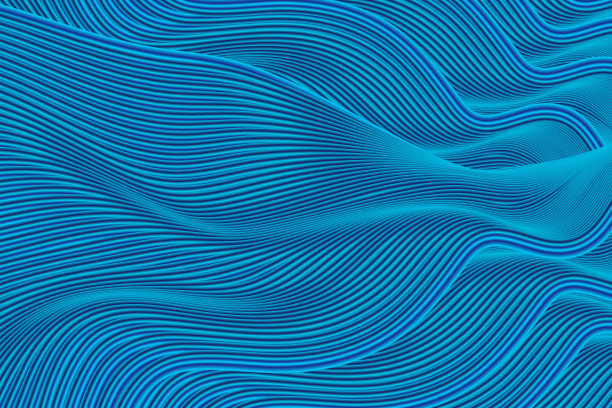 3D渲染波蓝色抽象线条纹理的海报背景图片下载