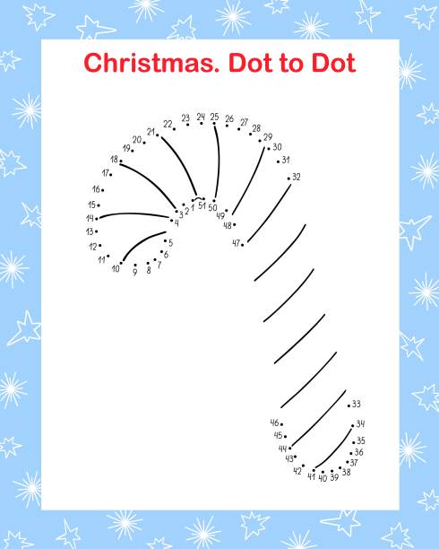 圣诞糖果拐杖甜蜜点对点有趣的教育游戏或休闲作业单，大纲涂鸦矢量插画，寒假季节性活动，新年庆祝活动，孩子的乐趣，数字学习图片下载