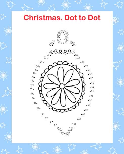 圣诞树装饰点对点有趣的教育游戏或休闲作业单，大纲涂鸦矢量插画，寒假季节性活动，新年庆祝活动，孩子的乐趣，数字学习图片下载
