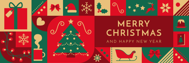 圣诞快乐和新年快乐的横幅图片下载