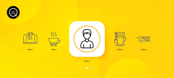 手提行李、茶和教育极简线条图标图片下载