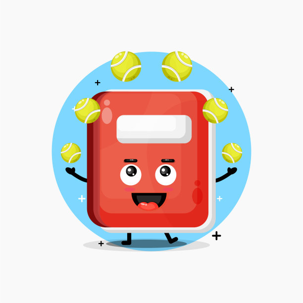 可爱的笔记本吉祥物打网球图片下载