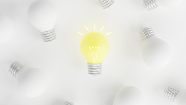 发光的灯泡有着不同的想法。创意和创新观念观念。领导力，创新，伟大的想法和个性的概念。三维渲染图片下载