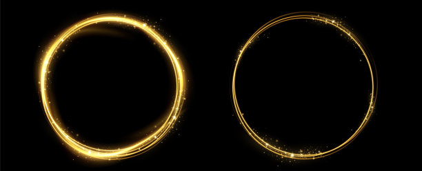 金色圆带火焰效果。光effect.Vector。图片下载