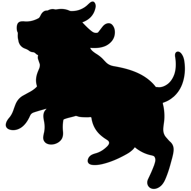 简单可爱的猎犬剪影跳跃平坦的颜色图片下载