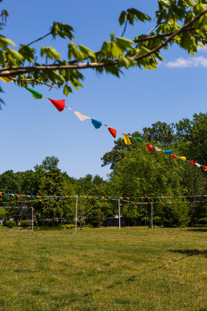 用彩旗串在公园里图片下载