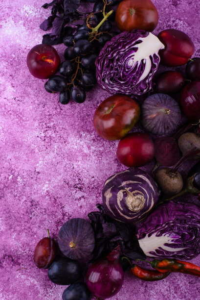 紫色蔬菜和水果的组合图片下载