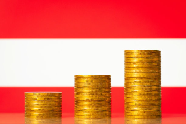 起义图的硬币堆栈对奥地利的国旗图片下载