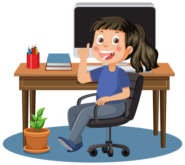 一个用电脑在线学习的女孩图片下载