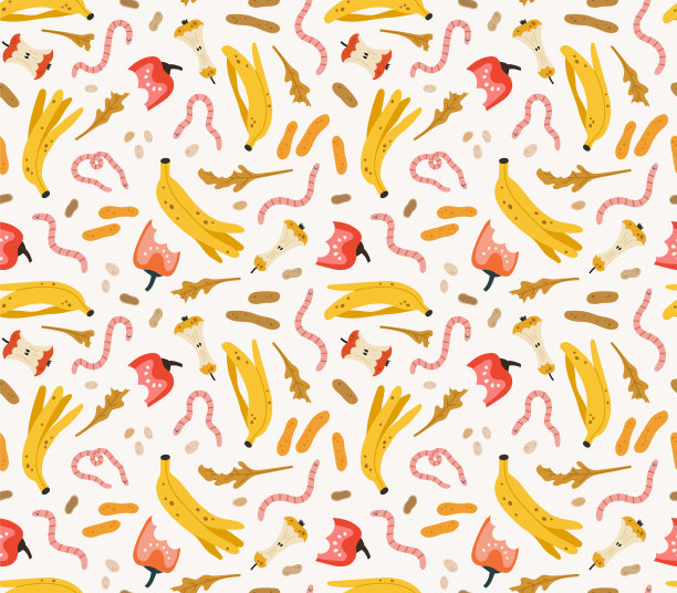 有机垃圾的无缝模式，和蠕虫。图片下载