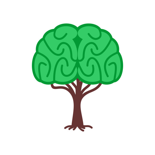 大脑的树。树上的大脑。矢量图图片下载