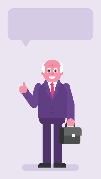 老商人竖起大拇指，拿着手提箱图片下载