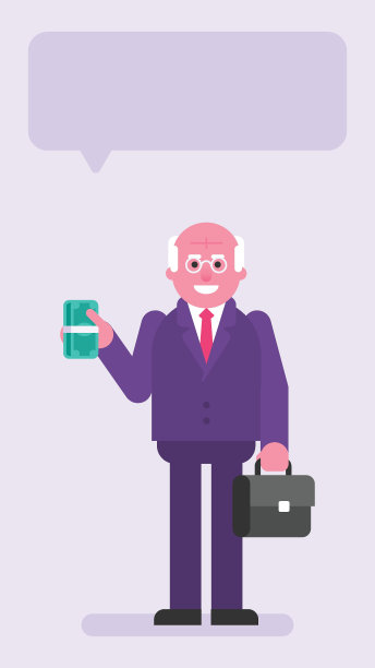 老商人拿着手提箱和一叠钱图片下载