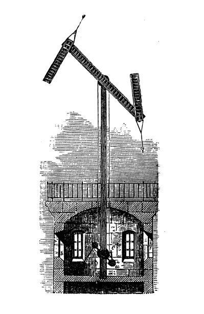 克劳德·查佩(Claude Chappe, 1763-1805)在法国大革命期间发明了一种烽火台之间的光学电报，烽火台在视线内有两个交叉臂，可以放置在不同的位置图片下载