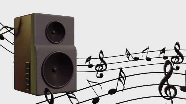 3d渲染吉他旋律和乐谱图片下载