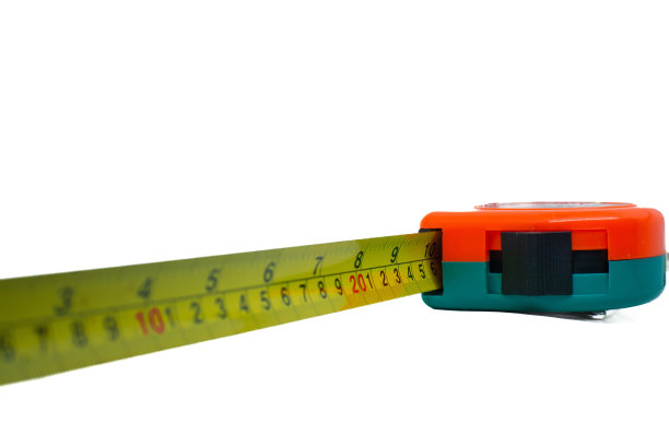 测量带隔离在白色背景，前视图图片下载